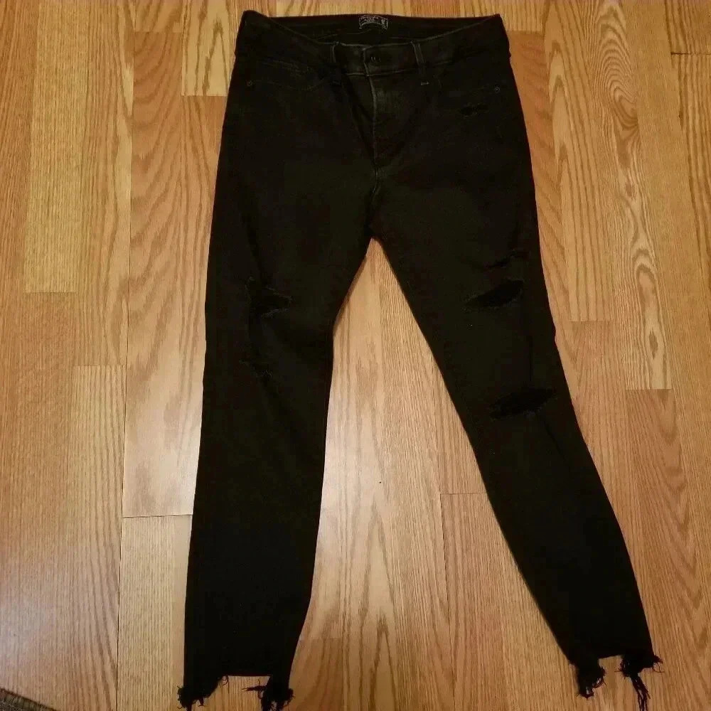 Abercrombie & Fitch Black Mid Rise Super Skinny Ankle Jeans Sz 30/10R
